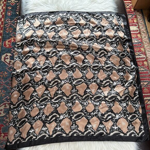 Mosi Black and Bronze Snake Print Satin Scarf - Picture 4 of 4